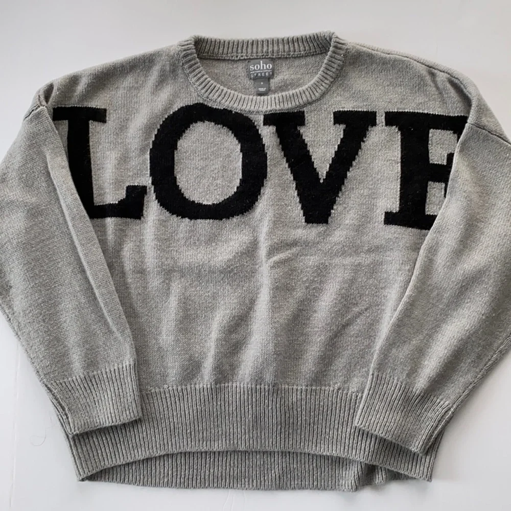 LOVE Sweater gray black dolman sleeves small